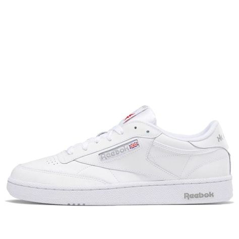 Reebok Club C 85 White/Sheer Grey Sneakers/Shoes Reebok Shoes Men, Club C Reebok, White Reebok Shoes, Sneakers Reebok, Reebok Club C 85, White Reebok, Club C 85, Limited Edition Sneakers, Reebok Sneakers