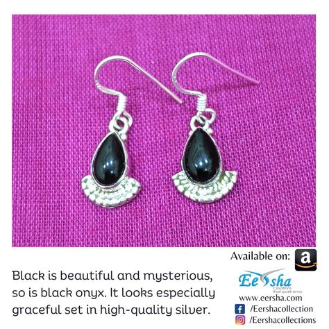 Lightweight small danglers, suitable for daily wear with Indian and western outfits, these beautiful Black Onyx earrings set in high quality silver are just perfect for you! Get them on Amazon today: https://tinyurl.com/EershaO1 or check out www.eersh.com for more. #silverjewelry #silver #silverearrings #silverjewellery #silverjewelrydesign #earrings #earringsfashion #blackonyxjewelry #blackonyxearrings #giftideas #giftforher #specialgift Black Onyx Jewelry, Black Onyx Earrings, Silver Jewelry Design, Onyx Earrings, Western Outfits, Black Is Beautiful, Earrings Set, Black Onyx, Fashion Earrings