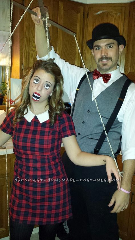 I wanted to find a completely unique and different costume that hasn't been recreated too much, and my husband and I decdied the marionette get up would be Puppet Costume, Halloween Costumes Diy Couples, Unique Couple Halloween Costumes, Best Couples Costumes, Puppet Master, Best Friend Halloween Costumes, Costumes For Halloween, Halloween Matching, Couple Costume