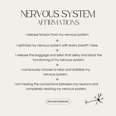 Nervous Affirmations, Calming Your Nervous System, Calming The Nervous System, Healing Your Nervous System, Nervous System Affirmations, Freeze Mode Nervous System, Affirmations To Calm Nervous System, Interest Based Nervous System, Healing A Dysregulated Nervous System