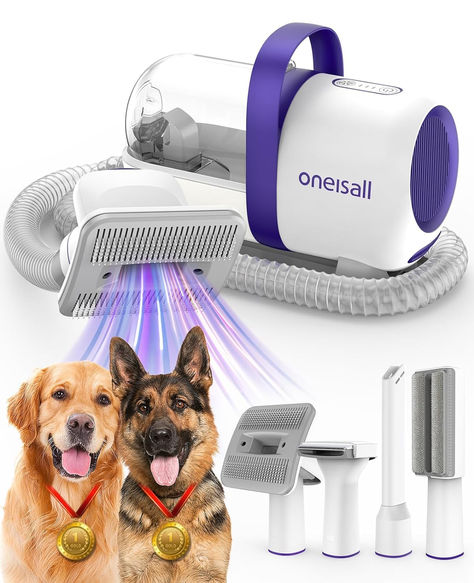 oneisall Dog Vacuum Brush for Shedding Grooming/Low Noise Pet Grooming Vacuum for Thick and Undercoat, 1.5L Dust Cup Dog Grooming Vacuum for Shedding Pet Hair, Home Cleaning Dog Vacuum, Dog Hair Vacuum, Cleaning Pet Hair, Smart Vacuum, Pet Grooming Tools, Hair Shedding, Dog Brushing, Grooming Kit, Grooming Tools