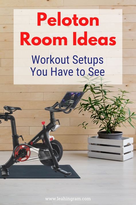 This blog post on Peloton bike room ideas offers tips on how to setup your cycle in a small space in a living room, bedroom, basement or home office, plus Peloton corner ideas. It also offer decor suggestions. One place not to put your Peloton? In a garage gym. #pelotonroom #pelotonhomegym #pelotonbikeroomideas #pelotoninbedroom #pelotonsmallspace #pelotonsmallapartment Peloton Room Ideas Small Space, Peloton Corner Ideas, Peloton In Bedroom, Peloton Corner, Peloton Aesthetic, Peloton Workout Room, Peloton Gym, Peloton Home Gym, Peloton Room Ideas