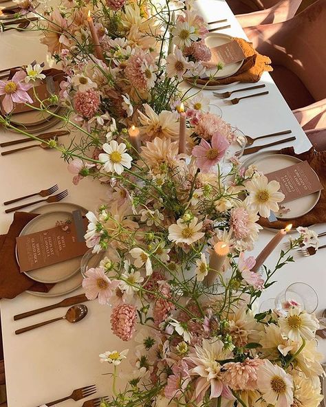 Fall Tablescapes, Wildflower Wedding, Long Table, Wedding Mood Board, Wedding Tablescapes, Wedding Mood, Table Flowers, Backyard Wedding, Place Settings