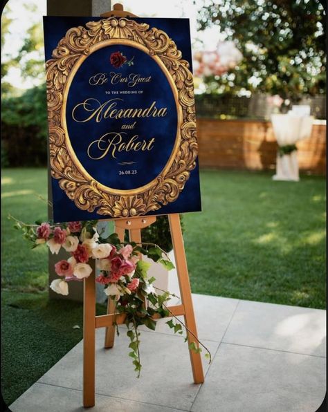 Beauty & The Beast Themed Wedding Inspo🔥🤯💛💙 Quinceanera Entrance, Beauty And The Beast Quince, Beauty And The Beast Wedding Theme, Disney Wedding Invitations, Beauty And Beast Wedding, Navy Party, Beauty And The Beast Theme, Dusty Pink Weddings, Prom Theme