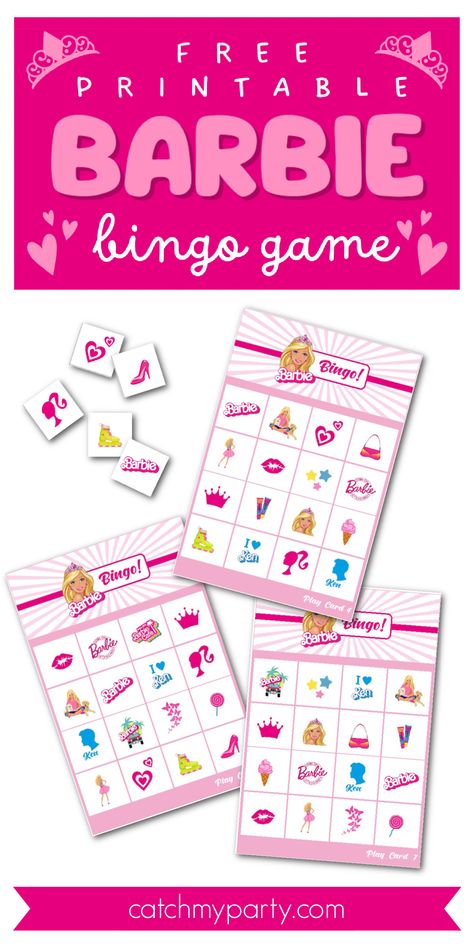 Barbie Bingo, Barbie Party Games, Barbie Birthday Party Games, Barbie Game, Barbie Party Ideas, Printable Barbie, Barbie Party Decorations, Barbie Games, Barbie Theme Party