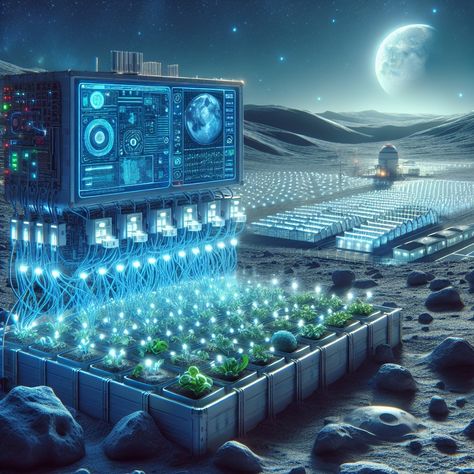 🌙 AI in Lunar Agriculture: AI designs crop systems for future moon bases. What if AI could make lunar colonies self-sustainable? #AISpaceAg #LunarColonization Lunar Punk, Solar Punk, Moon Base, Green Tech, Enrique Iglesias, Beautiful Places Nature, July 3, What If, Spaceship