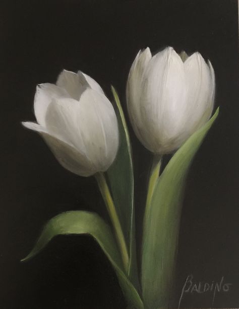 Tulip Abstract Art, Tulips Art Painting, Tulip Still Life Photography, Flower Painting Reference, White Tulips Drawing, Aesthetic Paintings Simple, Tulip Art Painting, Tulip Painting Easy, Tulip Reference