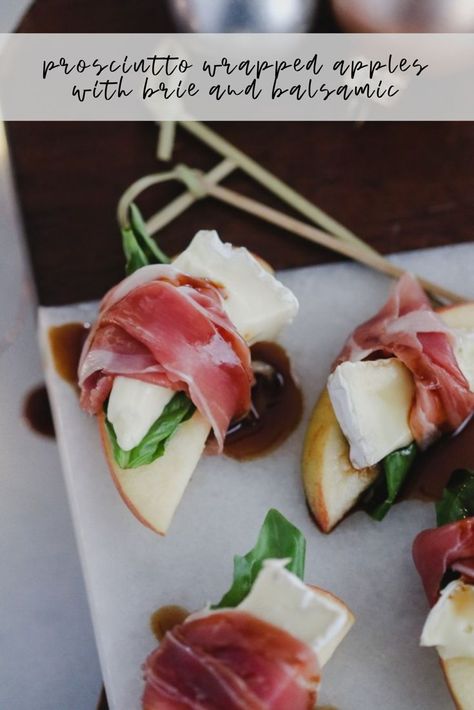 prosciutto wrapped apples with brie and balsamic glaze #appetizers #apples Prosciutto Wrapped Apples, Appetizers Christmas, Sweet Apples, Prosciutto Wrapped, Cowboy Caviar, Amazing Desserts, Cheese Snacks, Brie Cheese, Mango Salsa