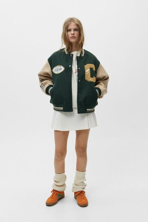 Pull And Bear Jacket, Bear Jacket, Pull N Bear, Pop Star, Varsity Jacket, Dark Green, Celebrities, Green