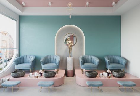 Nail Shop Design, Concept Interior Design, Harmony Of Colors, Nail Salon Interior Design, Beauty Salon Interior Design, Nail Salon Interior, Modern Spa, Spa Room Decor, Spa Interior Design