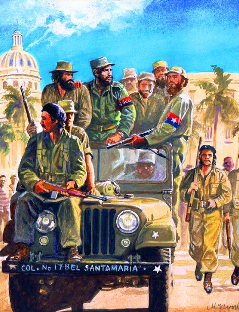 Fidel Castro's triumphant entry to Havana, Cuban Revolution Fidel Castro Art, Che Guevara Art, Cuban Revolution, Revolution Art, Communist Propaganda, Ernesto Che, Cuban Art, Propaganda Art, Socialist Realism