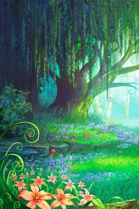 O pulo até às estrelas 숲 사진, Garden Aesthetic, Weeping Willow, Magic Forest, Fantasy Forest, Galaxy Painting, Fantasy Places, Tree Illustration, Tree Drawing