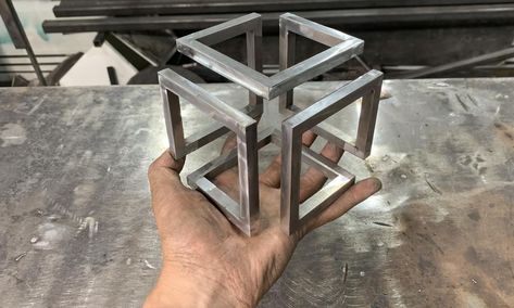 Infinity Sculpture, Illusion Sculpture, Infinite Cube, Infinity Candle, Geometric Side Table, Infinity Cube, Two Mirrors, Powder Coat Colors, Metal Desks