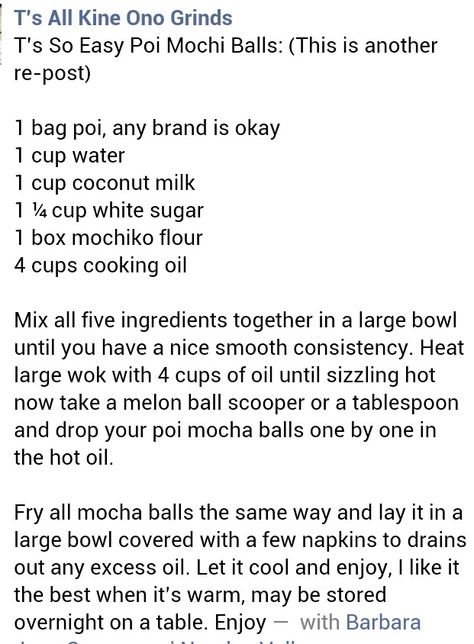 Hawaii Deserts, Poi Mochi Recipe, Poi Mochi, Hawaii Foods, Mochi Donuts Recipe, Hawaiian Dessert Recipes, Mochi Balls, Hawaii Recipes, Hawaiian Snacks