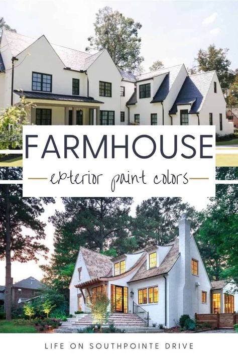 The most popular farmhouse exterior paint colors of 2020. Check out the full list of exterior paint colors for your home! | modern farmhouse paint colors | best farmhouse paint colors | exterior paint colors Paint Colors Modern Farmhouse, Modern Farmhouse Exterior Paint Colors, Farmhouse Exterior Paint, Houses Farmhouse, Outside Paint Colors, Modern Farmhouse Exterior Colors, Farmhouse Exterior Paint Colors, Outdoor Paint Colors, Farmhouse Exterior Colors