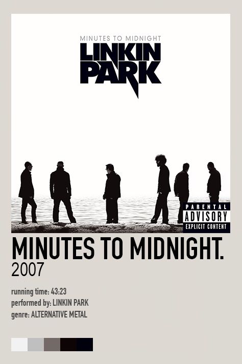 Minutes to Midnight - Linkin Park (2007) Linkin Park Album Covers, Linkin Park Band Poster, Linkin Park Poster Vintage, Linkin Park Songs, Linkin Park Album Cover, Linkin Park Aesthetic, Linkin Park Given Up, Linkin Park Poster, Midnight Album