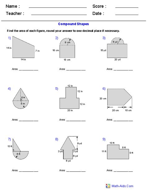 Compound Shapes, Area Of Composite Figures, Composite Figures, Area And Perimeter Worksheets, Composite Shapes, Volume Worksheets, Area Worksheets, Perimeter Worksheets, Triangle Worksheet