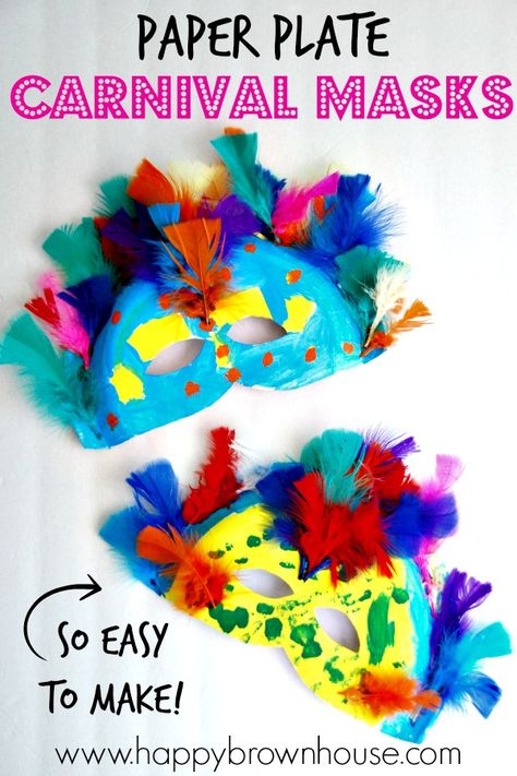 These Paper Plate Carnival Masks are perfect for teaching kids about Rio Carnival, Brazil, and the Rainforest. During a study of the rainforest, read about Rio Carnival in Brazil and make your own colorful masks. Then, have your own family fun night of making colorful, feather-filled Carnival masks and watching the Carnival themed movie for kids, Rio. Carnival Brazil, Carnival Activities, Mask Craft, Carnival Crafts, Theme Carnaval, Circus Crafts, Carnival Art, Rio Carnival, Masks Crafts