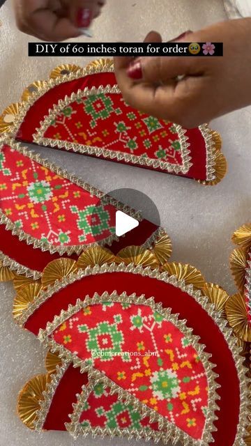 Diy Diwali Decorations Toran, Festival Home Decor, Home Made Toran For Diwali, Fabric Toran Diy, Bandanwar For Diwali, Crafts For Diwali Decoration, How To Make Toran For Diwali, Diwali Toran Diy, Bandanwar Designs