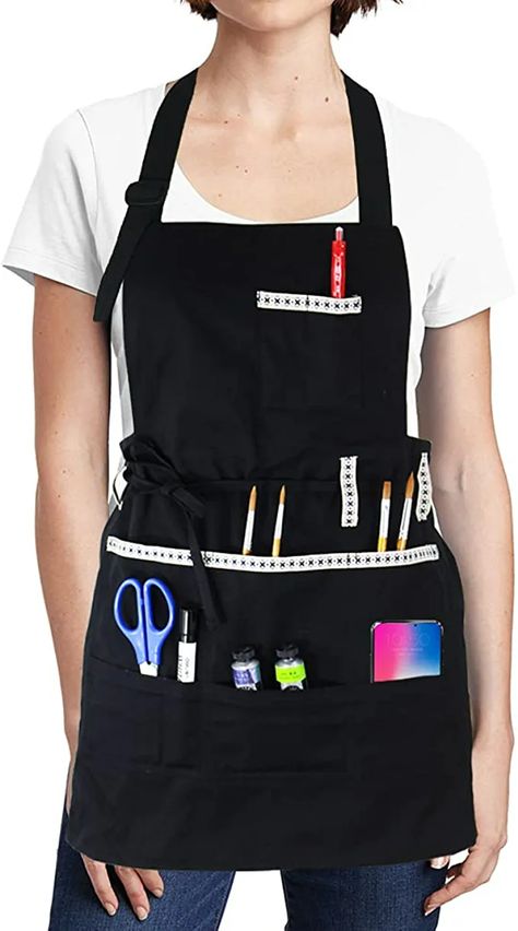 Amazon.com: FreeNFond Adjustable Artist Apron with Pockets for Women Men Canvas Painting Aprons for Arts Gardening Utility or Work : Home & Kitchen Painting Apron, Artist Apron, Funny Aprons, Apron With Pockets, Work Aprons, Bib Apron, Apron Pockets, Ribbon Design, Linen Textile