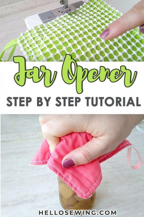 Learn how to make a Jar Opener — AllSewingIdeas Easy Sewing Projects For Craft Fair, Fabric Jar Openers Diy, Diy Jar Opener, Quilt Gifts, Scrap Crafts, Fleece Crafts, Diy Jar, Sewing To Sell, Patchwork Scarf