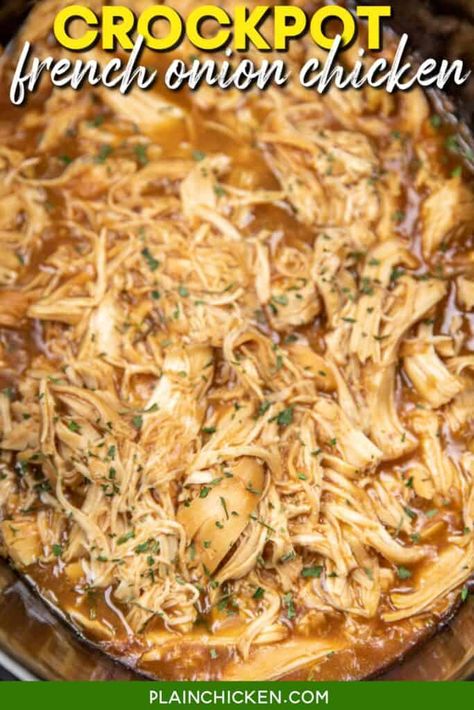 Crockpot French Onion Chicken, Good Green Bean Recipe, Chicken In The Slow Cooker, Onion Soup Mix Recipe, Magic Chicken, Lipton Onion Soup Mix, French Onion Chicken, Soup Chicken, Cream Of Celery Soup