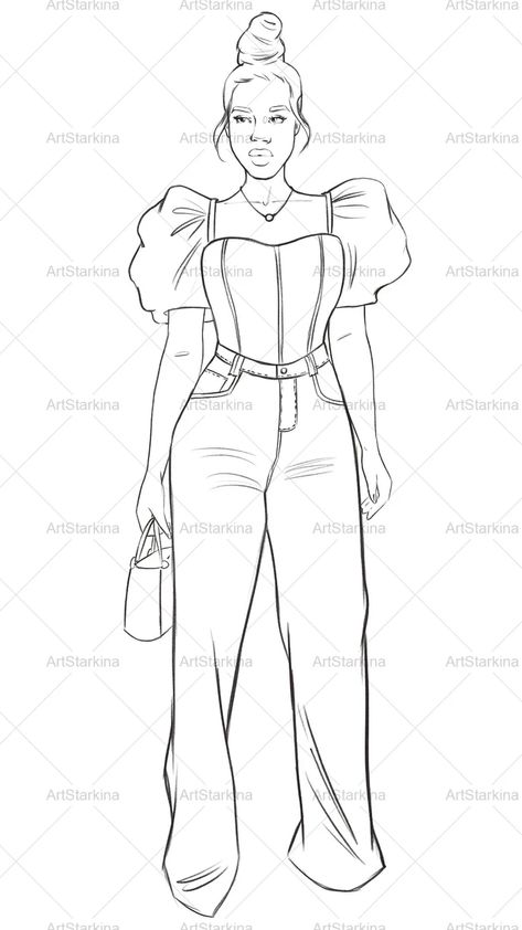 Fashion Outfits Coloring Pages, Woman Illustration Drawing, Coloring Pages For Procreate, Fashion Illustration Coloring, Coloring Clothes, Procreate Coloring Pages, Woman Coloring Pages, Women Coloring Pages, Fashion Coloring Pages