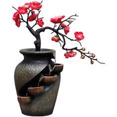 Suitable for any occasion, such as offices, kitchens, yoga, spa, and meditation room. Enjoy the peaceful sounds of a tabletop fountain. | Red Barrel Studio® Resin Zen Water Simulation Plum Blossom Fountain redResin, Size 15.7 H x 11.8 W x 7.0 D in | Wayfair Zen Water Fountain, Indoor Tabletop Water Fountain, Decorative Water Fountain, Indoor Waterfall Fountain, Tabletop Water Fountain, Garden Water Fountains, Indoor Water Fountains, Indoor Waterfall, Indoor Bonsai