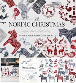 Watercolor Nordic Christmas Swedish Art | Free download Swedish Horse, Folk Illustration, Christmas Clip Art, Swedish Art, Blog Banner, Christmas Arts And Crafts, Swedish Christmas, Dala Horse, Scandinavian Folk Art