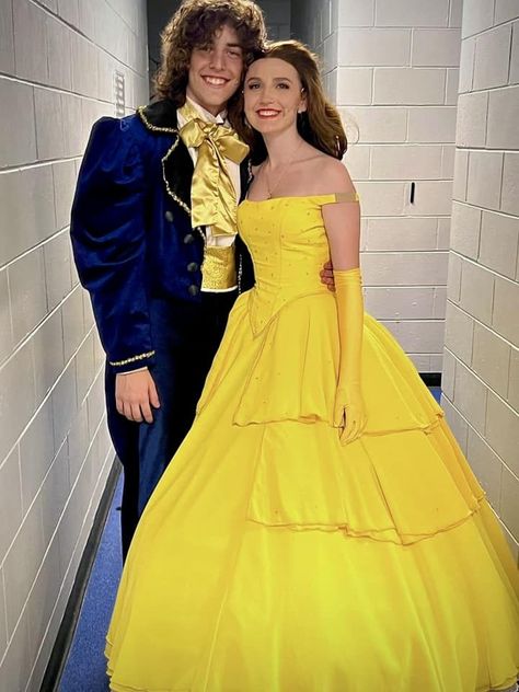 Belle And Beast Costume, The Beast Costume, Belle And Adam, Beauty And The Beast Costume, Beast Costume, Prince Costume, Belle And Beast, Beauty And The Beast Belle, Belle Costume