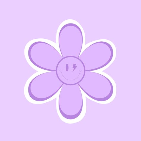 Melty Smiley Face, Purple Smiley Face, Face Flower, Eye Stickers, Smiley Face, A Flower, Smiley, Purple, For Sale