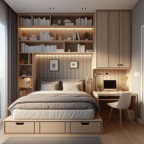 Simple Bedroom 4 Room Flat Design, Maid Room Ideas, Kids Bunk Bed Rooms, Simple Bedroom Ideas, Small Modern Bedroom, Student Bedroom, Contemporary Office Design, Indian Bedroom Decor, Maids Room