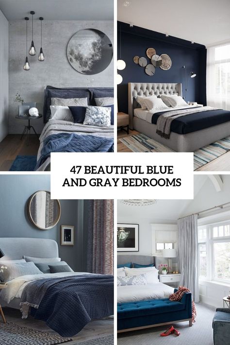 47 Beautiful Blue And Gray Bedrooms Grey Blue Room Bedroom, Blue Bedroom Grey Bed, Blue And Grey Bedroom Walls, Gray And Dark Blue Bedroom, Blue And Gray Master Bedrooms Decor, Bedroom Ideas For Blue Walls, Bedroom Decor Blue And Grey, Grey And Navy Bedding, Blue And Gray Walls