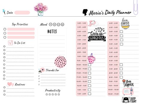 Daily timetable created with Zinnia app. Zinnia Planner Ideas, Zinnia Planner, Daily Timetable, Pink Daily Planner, Daily Planner Design, Simple Daily Planner, Daily Planner Sheets, Journal App, Daily Planner Printables Free