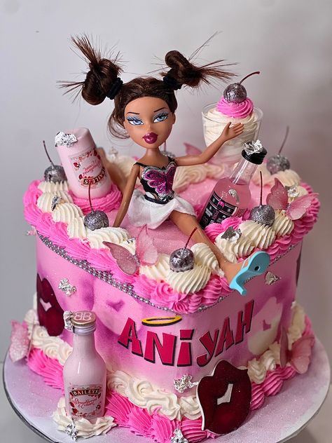 #drunkbratz #bratz #bratzdoll #bratzaesthetic #bratzcake #drunkbratzcake #heartcake #glitterheartcake #customcakes #customcake #cake #cakeartist #brooklynbaker #brooklyn 2000s Themed Cake, Drunk Bratz Cake, Brats Cake, Bratz Birthday Theme, Bratz Doll Birthday Party Ideas, Bratz 21st Birthday, Y2k Cake Ideas, Bratz Cake Ideas, Bratz Doll Cake