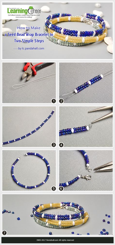 How to Make a Seed Bead Wrap Bracelet in Two Simple Steps Making Beaded Bracelets, Bracelets With Beads, Seed Bead Bracelets Diy, Wrap Bracelet Tutorial, Seed Bead Tutorials, Bead Wrap Bracelet, Beaded Bracelets Tutorial, Diy Bracelet Designs, Seed Bead Tutorial