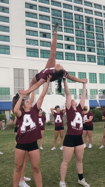 Stunts Cheer, Cheer Routines, Cheerleading Stunt, College Cheer, Cheer Stunts, Love A, Cheerleading, A Team, Running