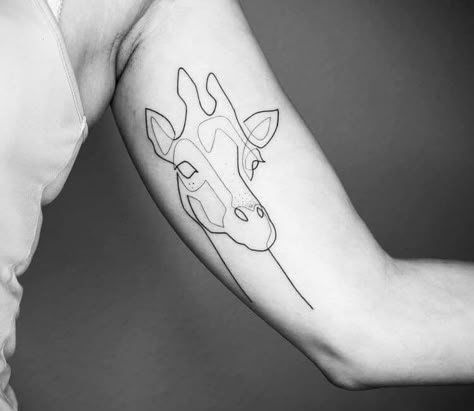 Giraffe Head Tattoo, Giffafe Tattoo, Fineline Giraffe Tattoo, Fine Line Giraffe Tattoo, Giraffe Tattoos For Women, Minimalist Giraffe Tattoo, Simple Giraffe Tattoo, Mo Ganji Tattoo, Giraffe Tattoo Design