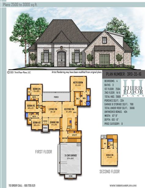 $800.00 House Plan 9 sets Garage With Storage, House Plans 2 Story, Large Porch, Keeping Room, Computer Room, 3 Car Garage, A Chef, Dream House Plans, Walk In Pantry