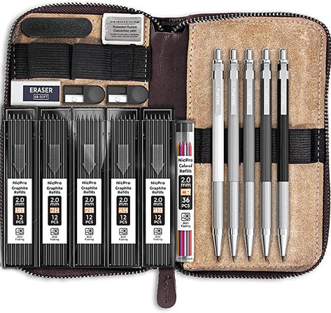 Pentel Art, Lead Pencil, Cute Stationary School Supplies, Pencil Holders, Art Studio Room, Leather Pencil Case, Led Pencils, Art Painting Tools, Sketching Drawing