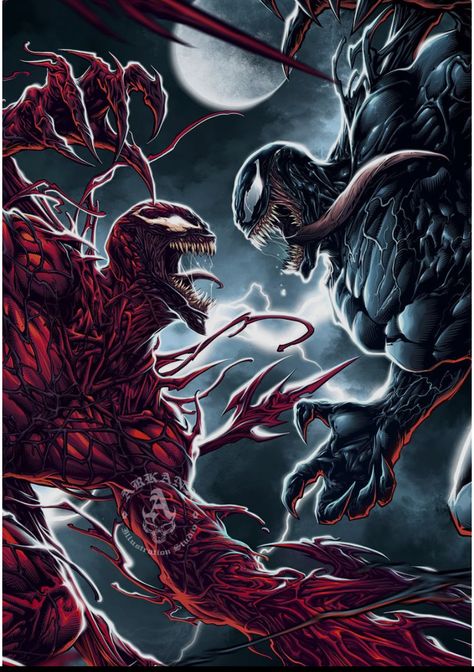 Venom Vs Carnage, Venom Let There Be Carnage, Let There Be Carnage, Poster Illustration, Venom