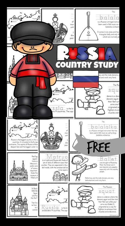 Russia Crafts For Kids, Russian Crafts For Kids, Russia Ballet, Mexico For Kids, France For Kids, Flag Of Russia, Germany For Kids, Russian Crafts, Country Study