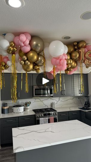 64K views · 6.4K reactions | This is one of the best ways to brighten up your kitchen island set up with a beautiful balloon garland! 😍 
.
.
.
We are going full force this year 2024🎉 

.
.
#kitchenislanddecor #balloongarlandforsmallspaces #kitchenballoons #lakeelsinoreballoons #balloongarlanddecor | 𝕊𝕦𝕤𝕪 ℂ𝕒𝕣𝕣𝕖𝕣𝕒 | 𝔹𝕒𝕝𝕝𝕠𝕠𝕟 𝕊𝕥𝕪𝕝𝕚𝕤𝕥 & ℂ𝕒𝕜𝕖 𝔻𝕖𝕔𝕠𝕣𝕒𝕥𝕠𝕣 | tylertalksbusiness · Original audio Balloons Ideas, Balloon Clusters, Island Party, Cake Decorator, Kitchen Island Decor, Year 2024, Balloon Garland, Shower Ideas, Kitchen Island