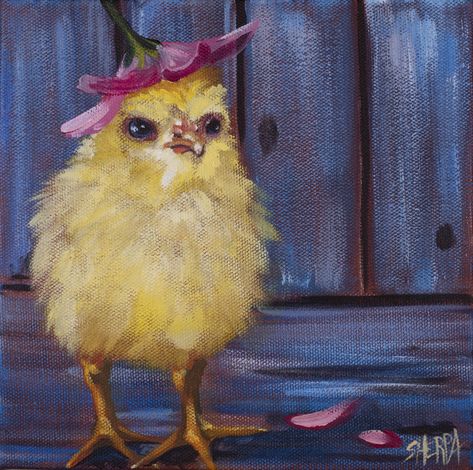 How to paint a fluffy Baby Chicken  Acrylic April Daily Painting on Canvas step by step, free video lesson and traceable. Day 9 Enjoy this Beginners step by step how to paint full acrylic art lesson! Paint better in 30 days. Image is property of The Art Sherpa and intended for the Students Personal education and Enjoyment. For questions regarding using any Art Sherpa painting in a commercial setting labs@theartsherpa.com #AcrylicApril #AcrylicApril2020 #AcrylicAprilItsNoJoKe #AACH Painting For Beginners Videos, How To Start Painting, Easter Paintings, Canvas Painting For Beginners, Baby Chicken, Painting Step By Step, Acrylic Tutorials, The Art Sherpa, Chicken Painting