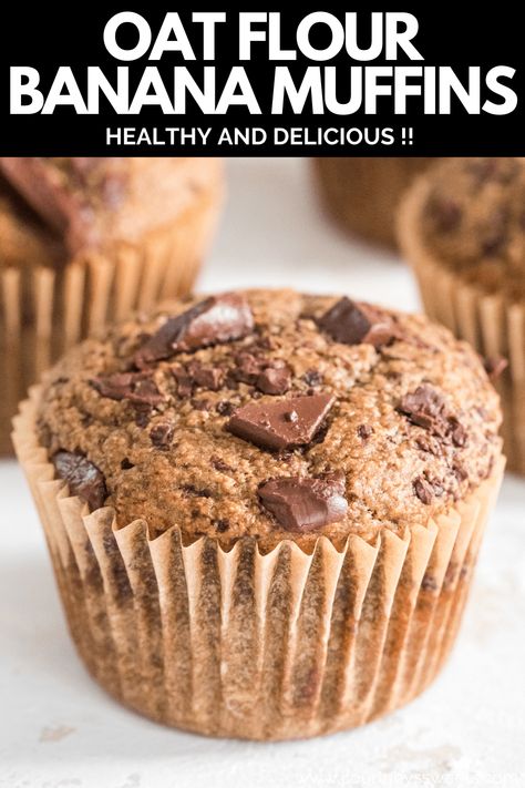 Oat Flour Blueberry Muffins, Oat Flour Banana Muffins, Pumpkin Applesauce Muffins, Homemade Oat Flour, Pumpkin Applesauce, Chocolate Chip Banana Bread Muffins, Breakfast Baking Recipes, Oat Flour Muffins, Healthy Chocolate Chip Muffins