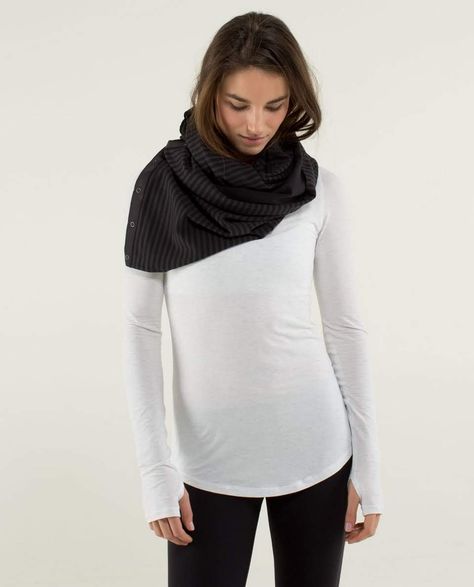 Vinyasa Scarf in coral/guava  |  @lululemon athletica athletica Lululemon Scarf, Lululemon Vinyasa Scarf, Fall Winter Capsule Wardrobe, Zara Crop Top, Black Herringbone, Grey Scarf, Circle Scarf, Fall Capsule Wardrobe, Performance Outfit