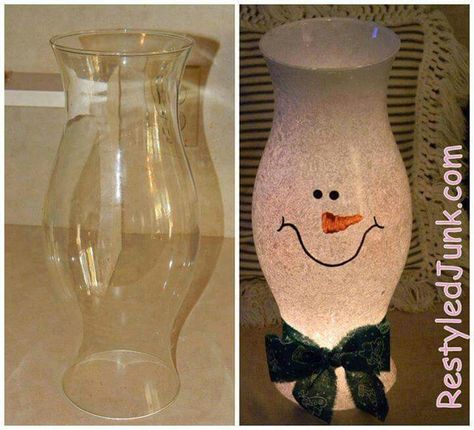 Hurricane lamp snowman Diy Schneemann, Homemade Christmas Decorations, Diy Snowman, Diy Christmas Decorations, Snowman Decorations, Snowman Crafts, Diy Tips, Noel Christmas, Teen Room