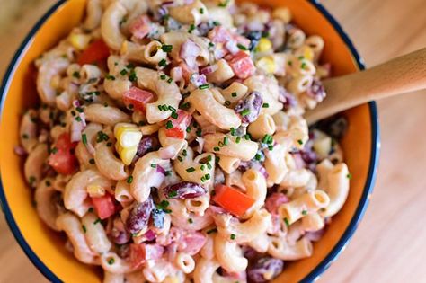 Pioneer Woman: Mexican Pasta Salad Mexican Macaroni Salad Pioneer Woman, Macaroni Salades, Mexican Macaroni Salad Recipe, Mexican Macaroni, Mexican Macaroni Salad, Mexican Pasta Salad, Pasta And Vegetables, Salad Macaroni, Mexican Salad