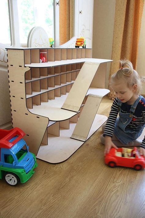 25+ Creative Ways to Organize Kids Cars Kids Car Garage, Wooden Toy Garage, Kids Garage, Truck Bedroom, Toy Car Garage, Toy Car Storage, Garage Gift, Bedroom Toys, Boy Rooms