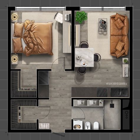 Two Bedroom Apartment Layout Floor Plans, Open Apartment Ideas, Two Room Apartment Layout, 2 Room Apartment Plan, Floor Plan Procreate, Apartment Room Layout, Open Floor Apartment, Open Apartment Layout, Apartment 2 Floor